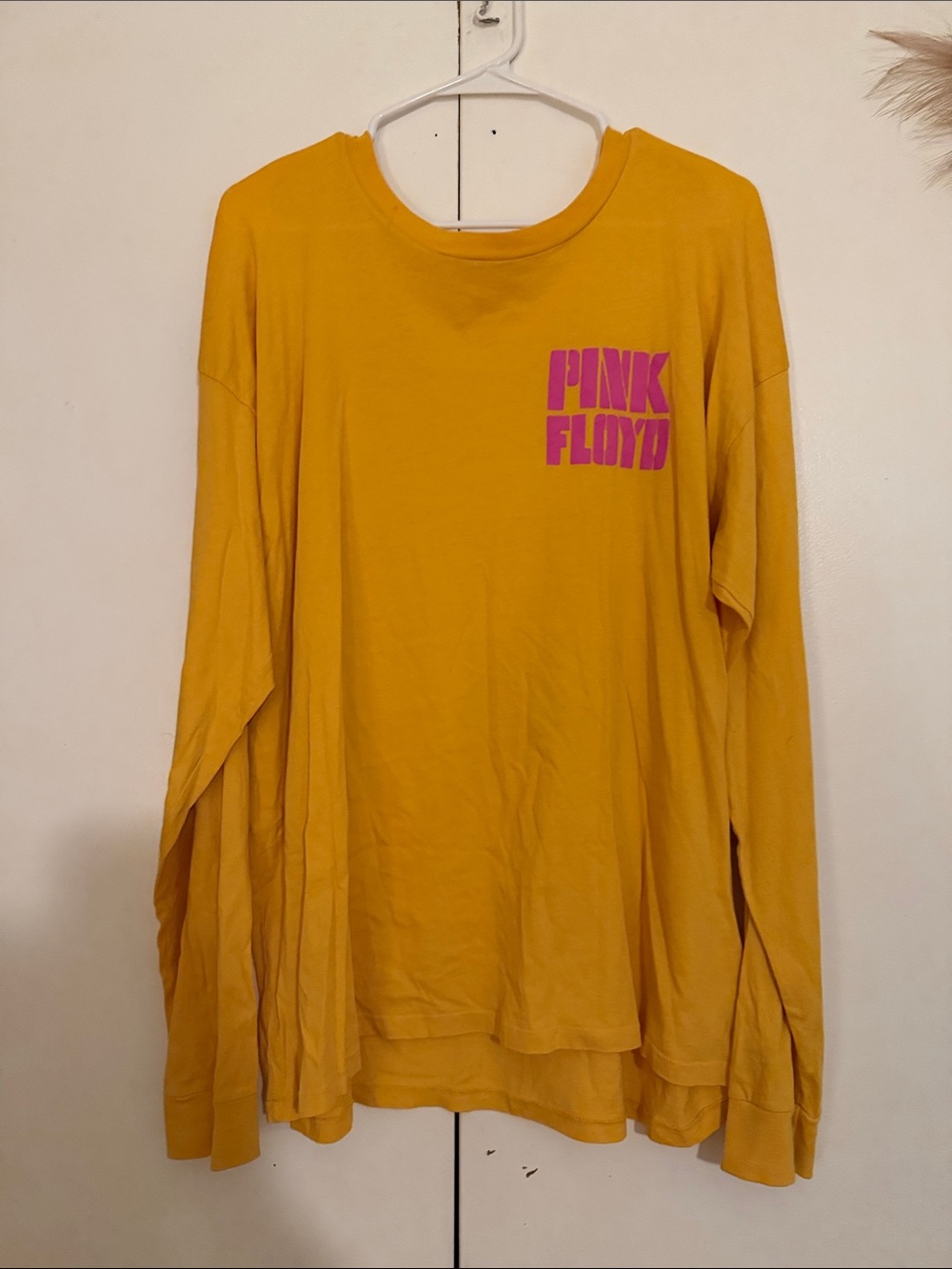 Daydreamer Mustard Yellow Long Sleeve Tee with Pink Chest Logo